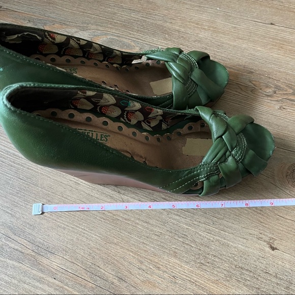 Seychelles Green Brown Wedge Heel Shoe Peep Toe Size 8 - Picture 11 of 13
